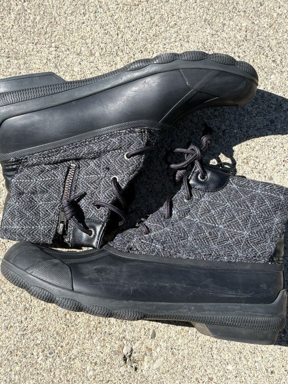 Sperry Saltwater Duck Boots Women’s 9.5M Grey Quilted Wool Rain & Snow Rubber - Picture 6 of 12